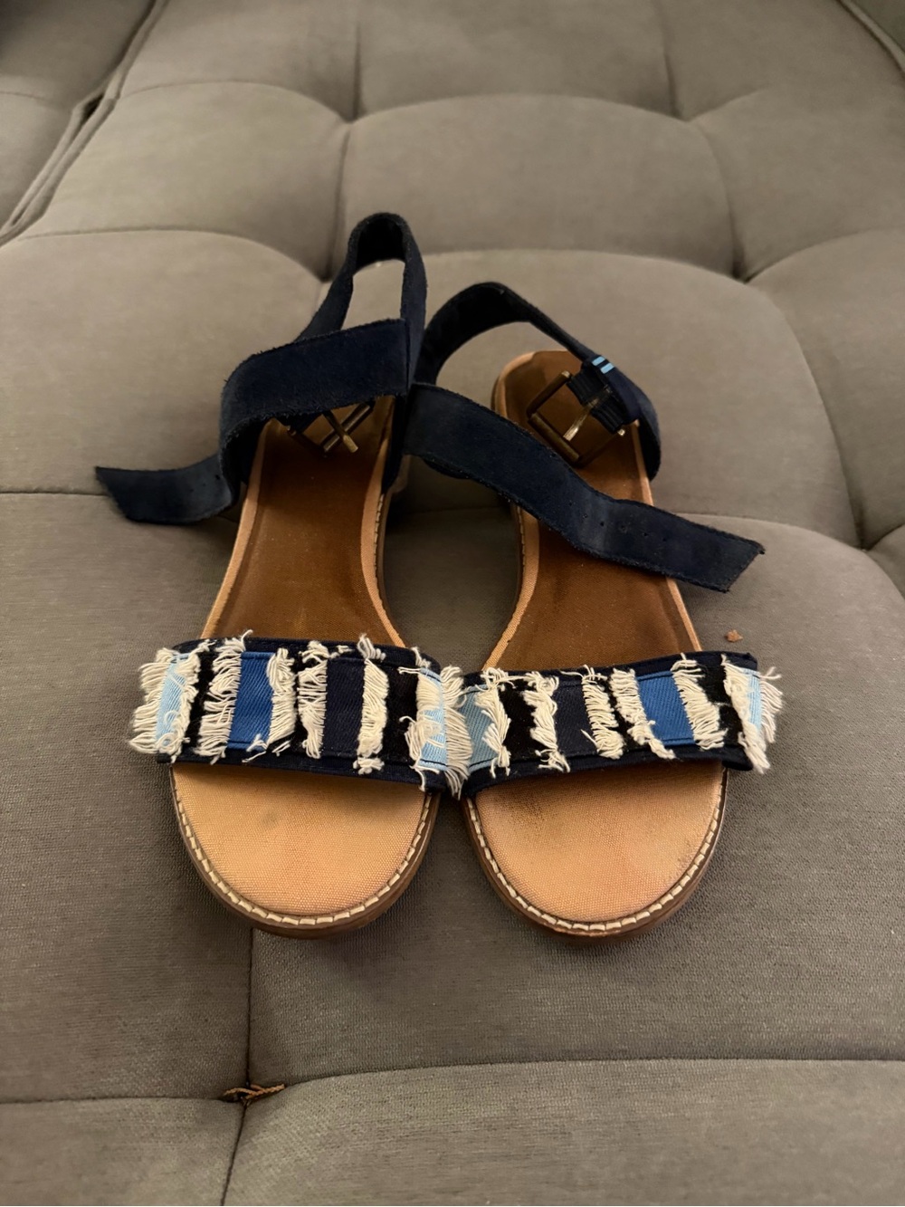 Women’s Navy Blue Fringe Strap Sandals